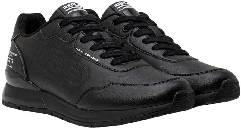Replay Men's Shoot Block Sneaker, 003 Black, 9 UK