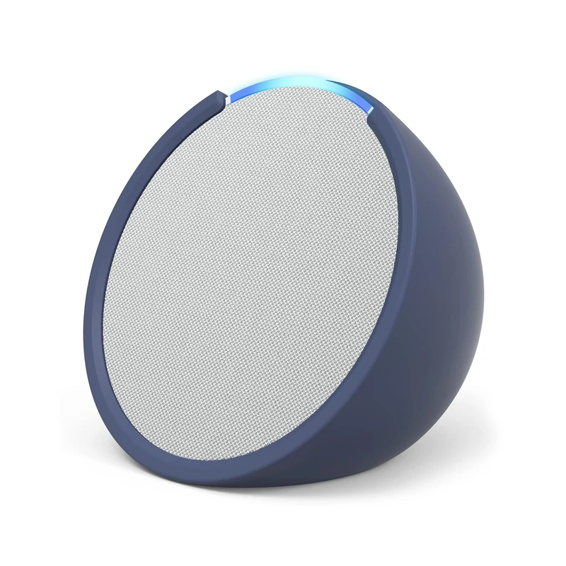 Echo Pop | Full sound compact Wi-Fi and Bluetooth smart speaker with Alexa | Glacier White and a Made For Amazon Sleeve for Echo Pop (2023 release), Blue
