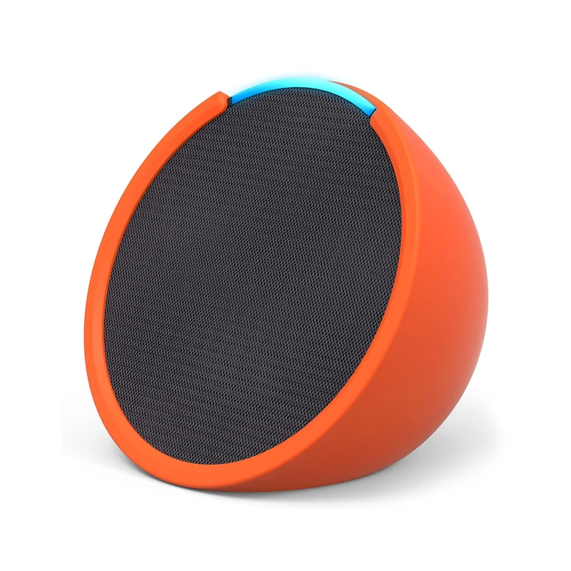 Echo Pop | Full sound compact Wi-Fi and Bluetooth smart speaker with Alexa | Charcoal and a Made For Amazon Sleeve for Echo Pop (2023 release), Orange