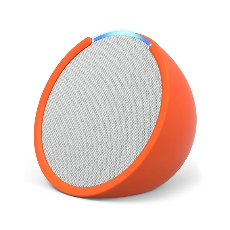 Echo Pop | Full sound compact Wi-Fi and Bluetooth smart speaker with Alexa | Glacier White and a Made For Amazon Sleeve for Echo Pop (2023 release), Orange