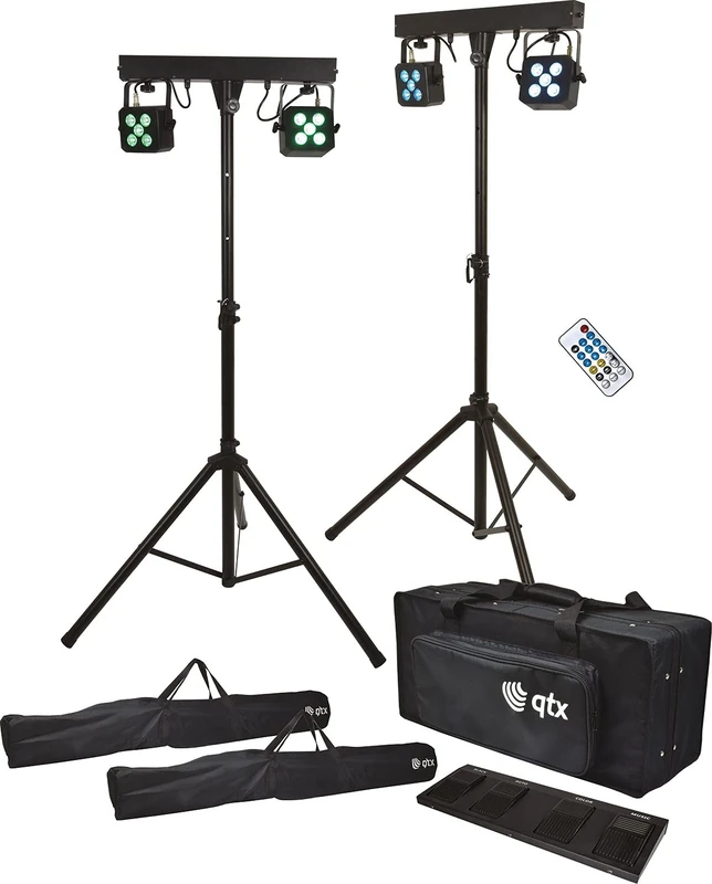 QTX | Dual PAR Bar Set: Portable Stage Lighting for DJs and Performers