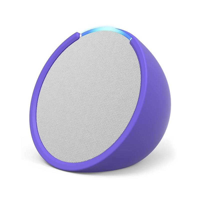 Echo Pop | Full sound compact Wi-Fi and Bluetooth smart speaker with Alexa | Glacier White and a Made For Amazon Sleeve for Echo Pop (2023 release), Purple