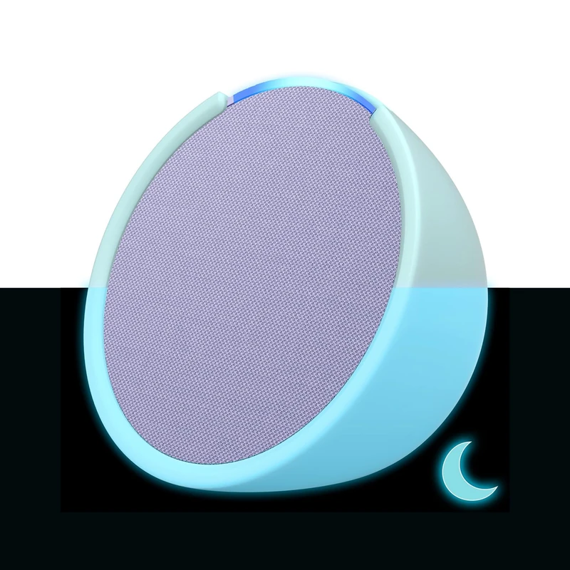 Echo Pop | Full sound compact Wi-Fi and Bluetooth smart speaker with Alexa | Lavender Bloom and a Made For Amazon Sleeve for Echo Pop (2023 release), Glow-in-the-dark - Image 1
