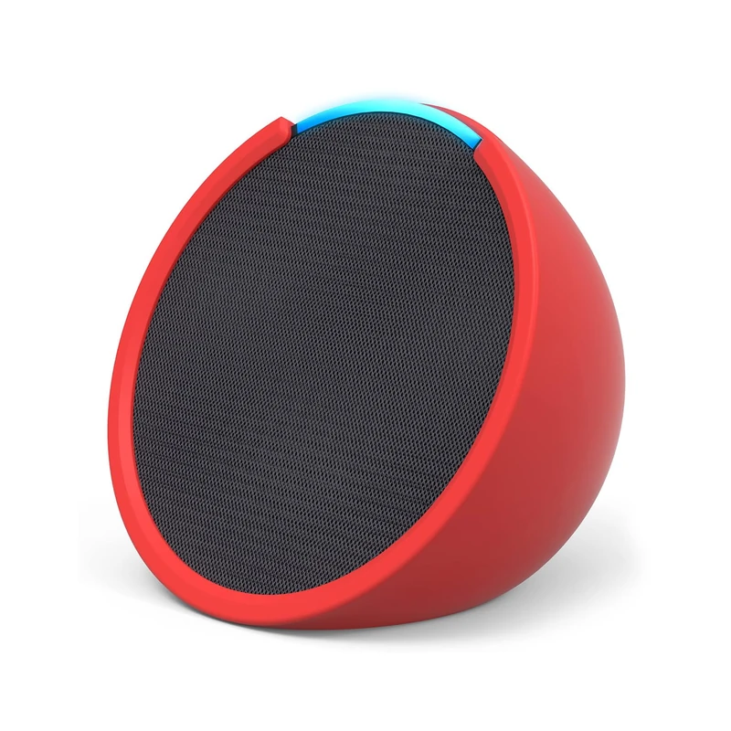 Echo Pop | Full sound compact Wi-Fi and Bluetooth smart speaker with Alexa | Charcoal and a Made For Amazon Sleeve for Echo Pop (2023 release), Red - Image 1