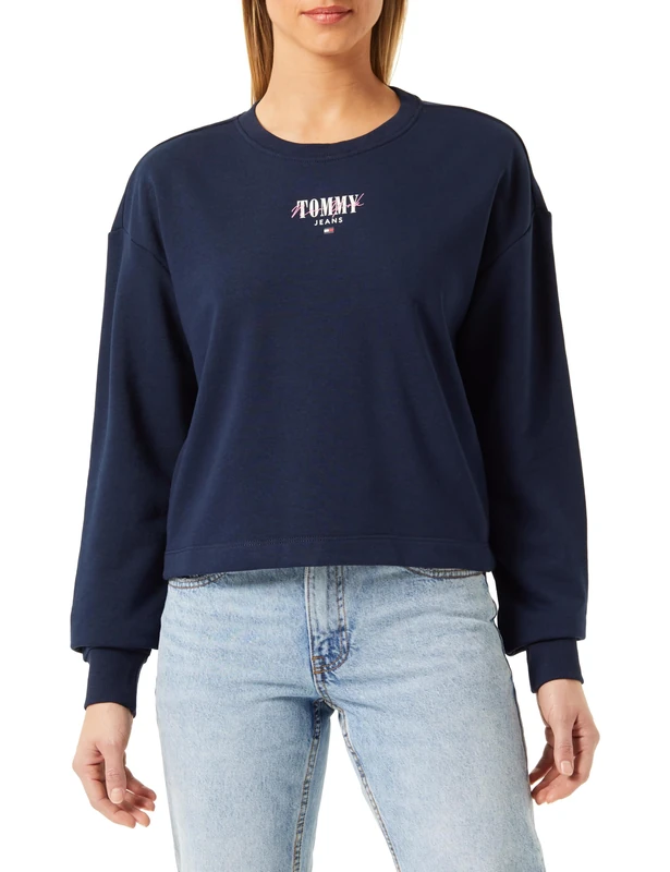 Tommy Jeans Women Sweatshirt Essential Logo no Hood, Blue (Dark Night Navy), 6XL