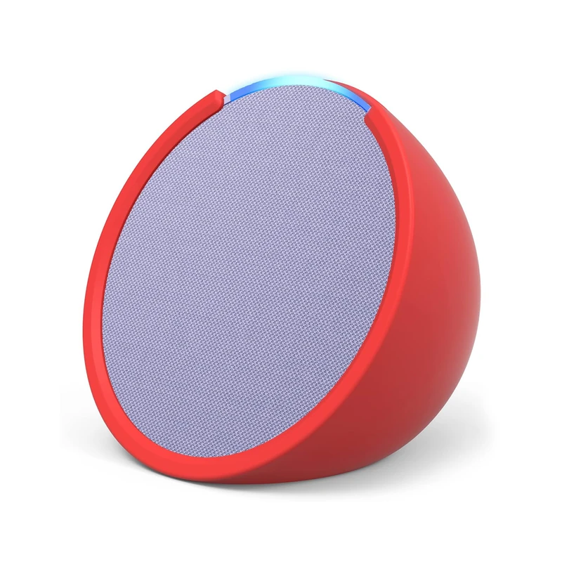 Echo Pop | Full sound compact Wi-Fi and Bluetooth smart speaker with Alexa | Lavender Bloom and a Made For Amazon Sleeve for Echo Pop (2023 release), Red