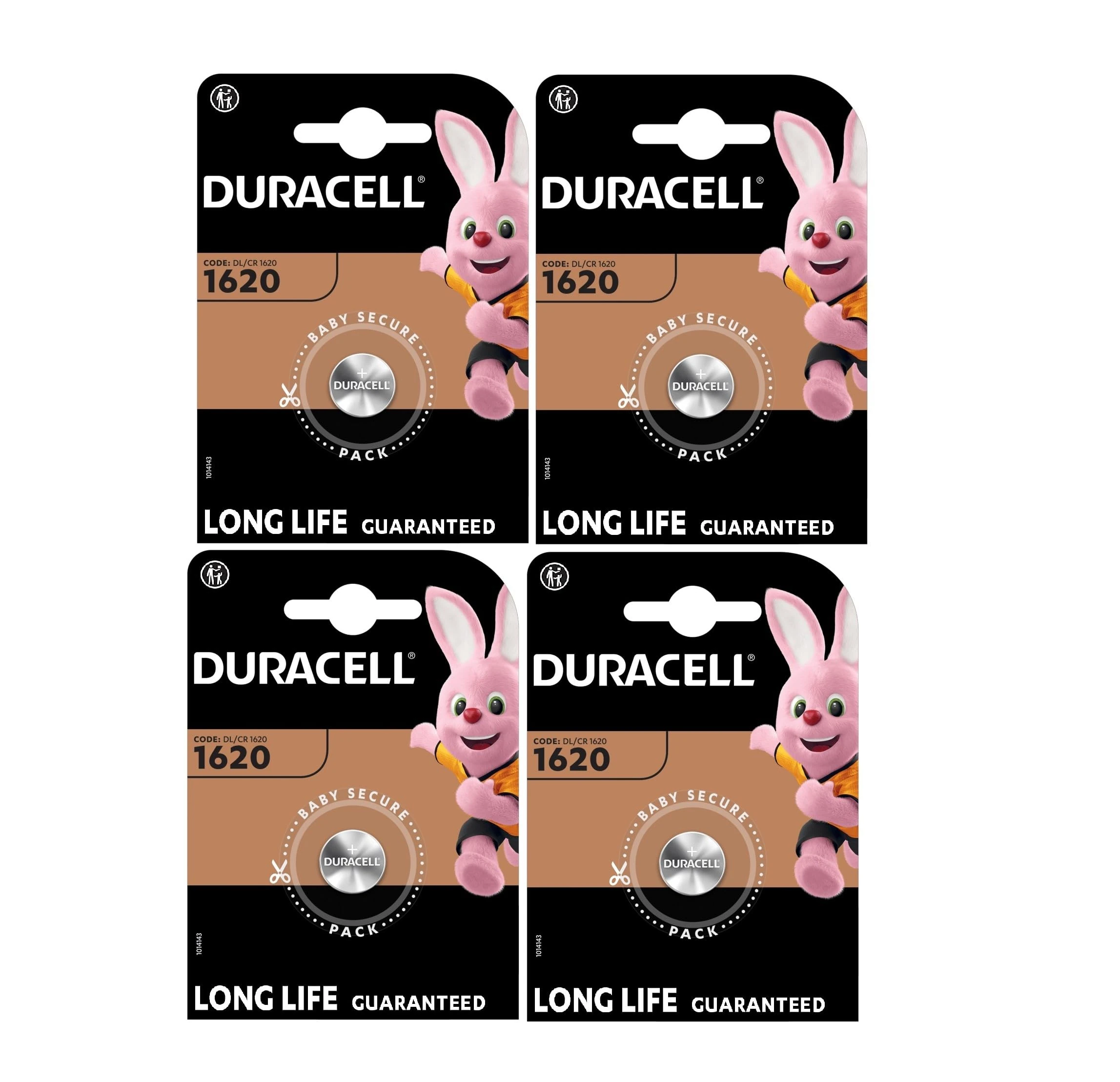 4X Duracell 1620 (4 Blister Packs of 1 Battery) 4 Batteries (CR1620)