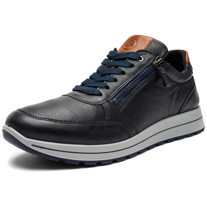 ara Men's Matteo Sneaker, Blau,Cognac, 10 UK