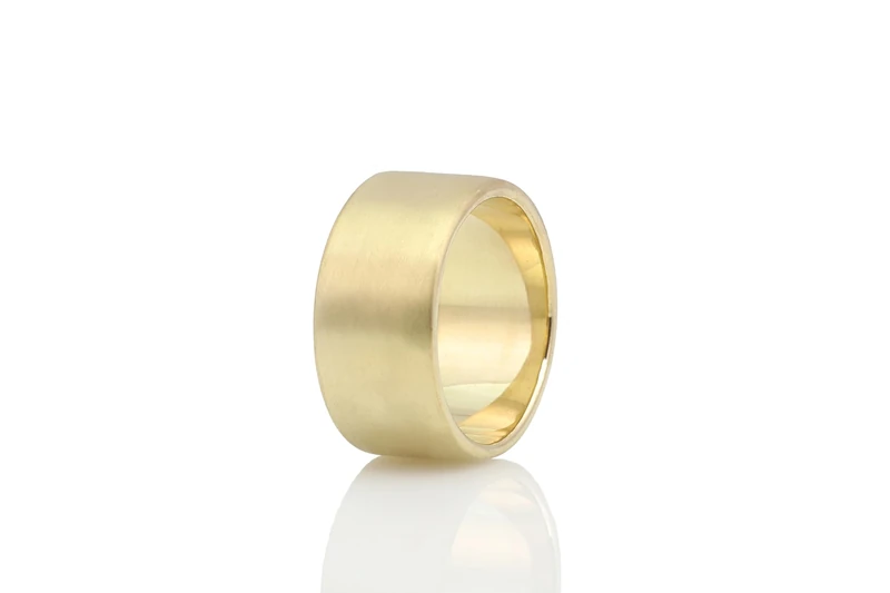 10mm Wide Brushed Gold Band Ring - Handcrafted, Elegant Wedding or Engagement Ring - Perfect as Promise or Friendship Rings - Image 1