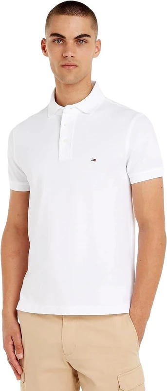 Tommy Jeans Men's Tjm Slim Placket Polo Ext Dm0dm18312 S/S Polos, White (White), 6XL Plus Tall