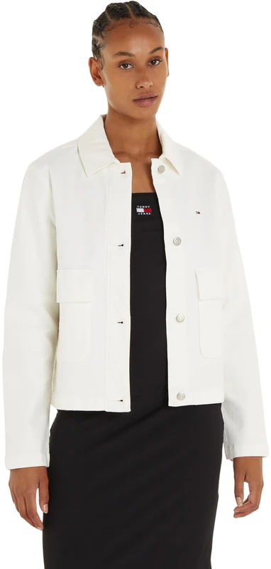 Tommy Jeans Women Shirt Jacket Cotton, Beige (Ancient White), XS