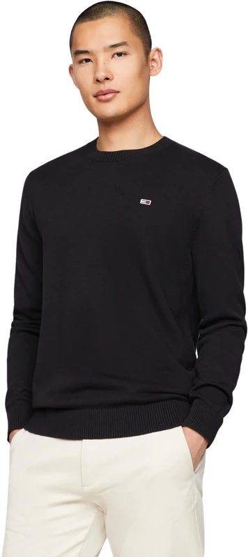 Tommy Jeans Mens Tjm Slim Essential Light Sweater Dm0dm18895 Pullovers, Black (Black), 3XL Plus Tall UK