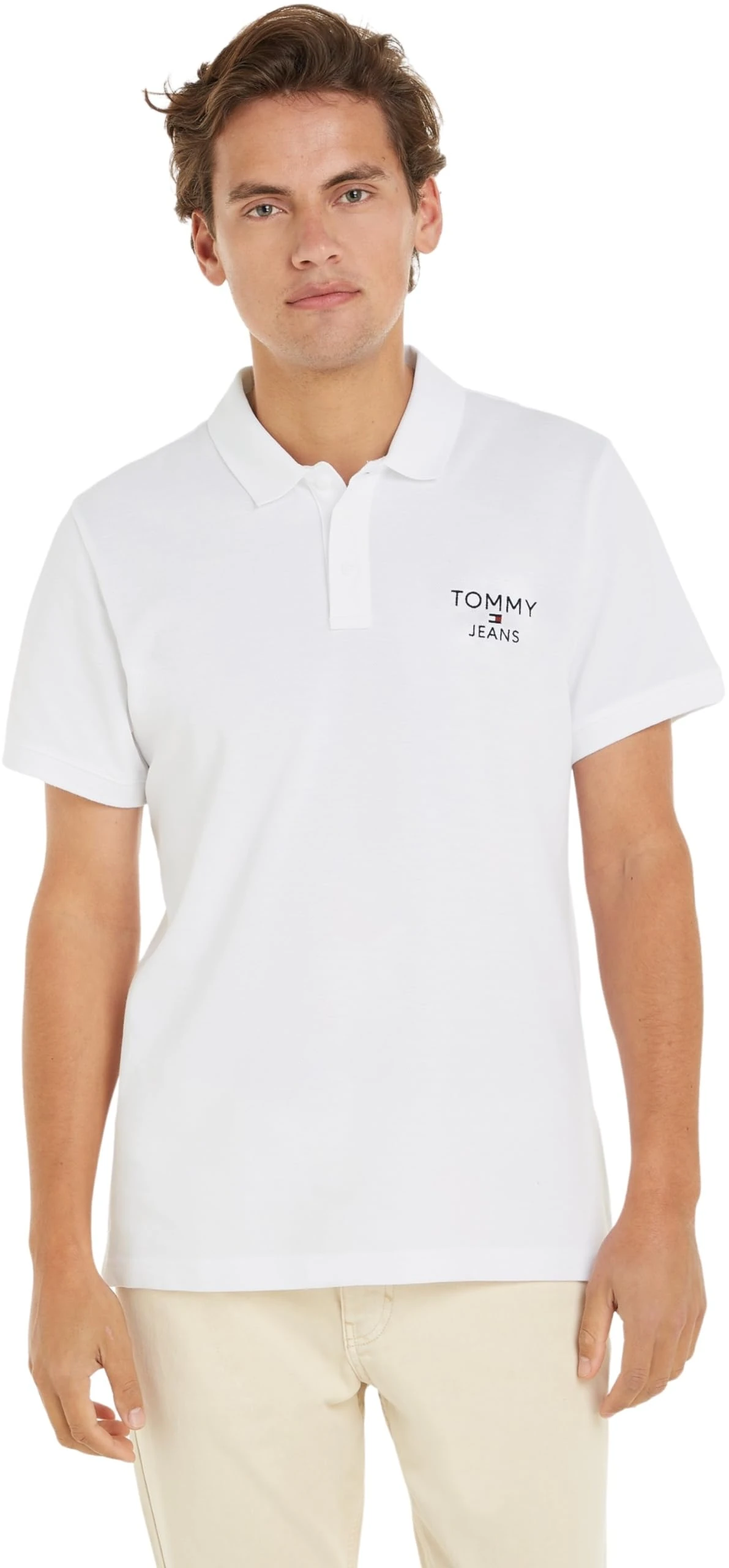 Tommy Jeans Men's Tjm Slim Corp Polo S/S Polos, White, S