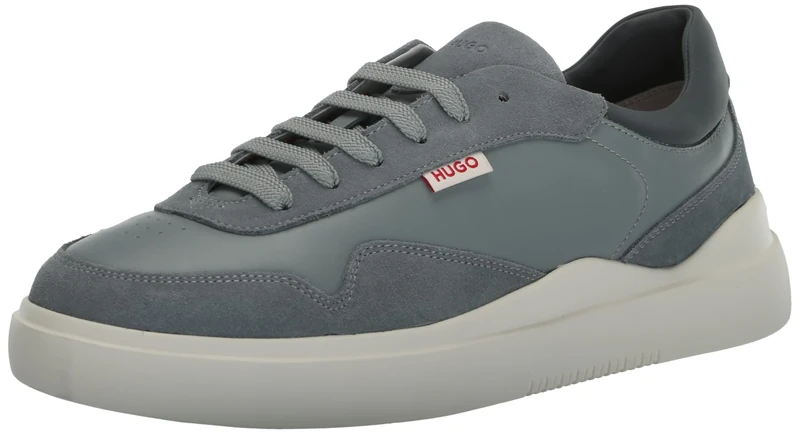 HUGO Men's Blake Cupsole Smooth Sneakers, Cement Grey, 5 UK - Image 1