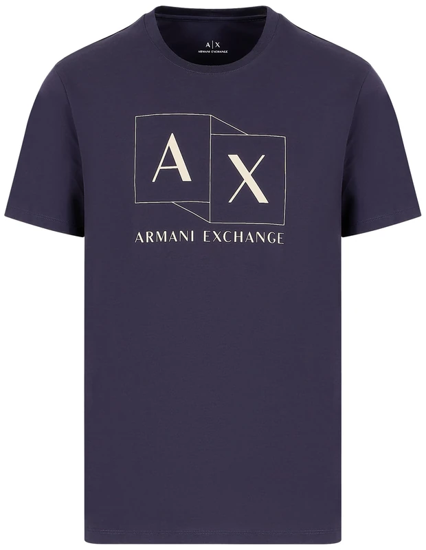 Armani Exchange Men's Slim Fit Mercerized Cotton Jersey Ax Box Logo Tee T-Shirt, Night Sky, M