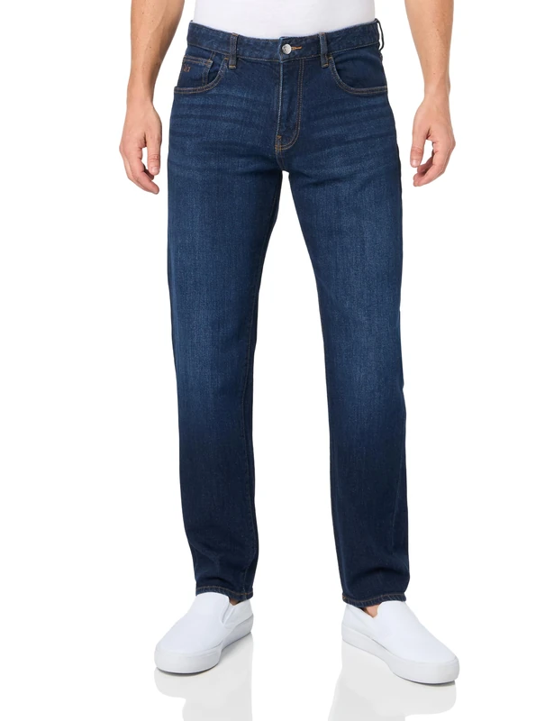 Armani Exchange Men's J16 Straight Fit Comfort Cotton Denim Pants Jeans, Indigo Denim,
