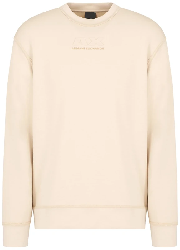 Armani Exchange Men's Modal Cotton Debossed Logo Pullover Crew Neck Sweatshirt, Fog, S