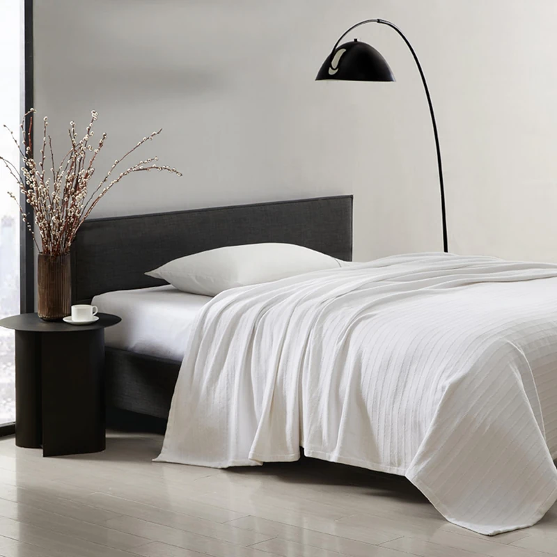 Vera Wang Blanket Designer Cotton Bedding, Medium Weight Home Decor for All Seasons, King, All Over Rib White - Image 1