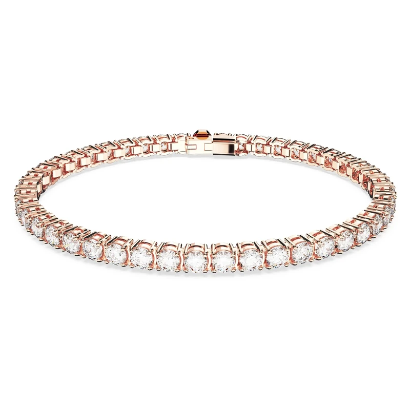 Swarovski Matrix Tennis bracelet, Round cut, White, Rose gold-tone plated