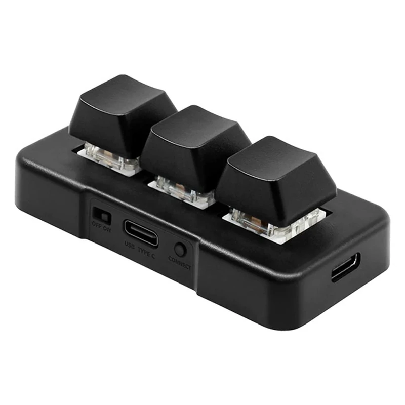 Nudiuhis USB Custom Programming Macro Knob Keyboard 3 Keys Copy Paste Mini Button Photoshop Gaming Mechanical Keyboard Black
