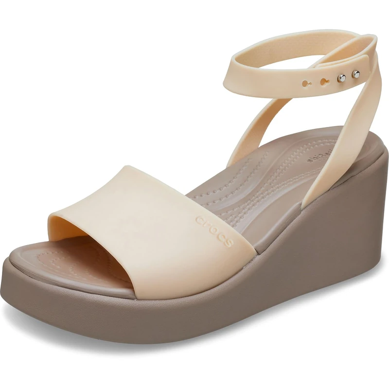 Crocs Women's Sandal, Brooklyn Ankle Strap Wedge, Shitake, 7 UK Women
