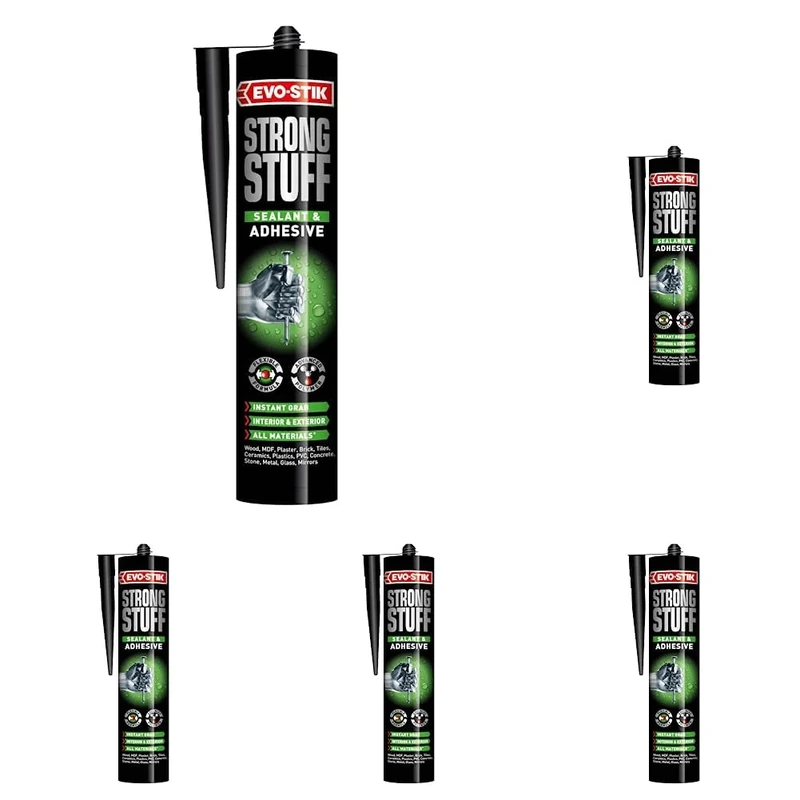 EVO-STIK Strong Stuff Sealant & Adhesive, Flexible and Waterproof Sealant, High-Strength Adhesive, Solvent Free, Colour: White (Pack of 5)