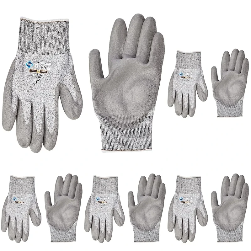 Ultimate Industrial PU300/09 PU300 Kutlass PU Coated Cut Resistant Work Gloves, 1 Pair, Size 9/Large, Grey (Pack of 5)