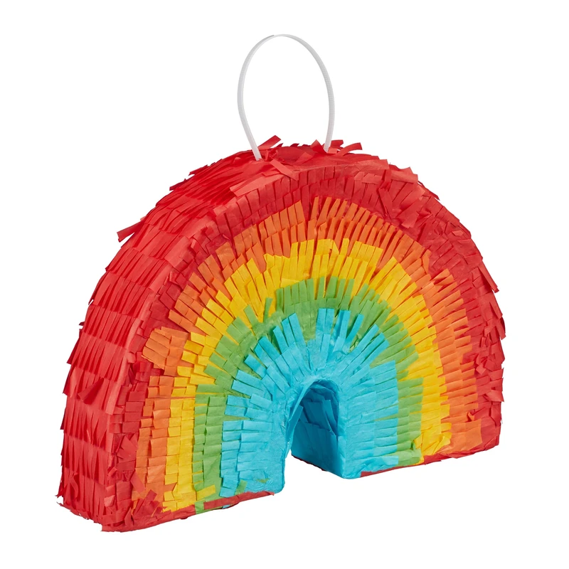 Relaxdays Piñata, Mini, Rainbow, Birthday, Party, Game, Celebration, Decor, HxWxD: 18x26x5.5 cm, Fill, Sweet, Colourful, Cardboard, 18 x 26 x 5.5 cm