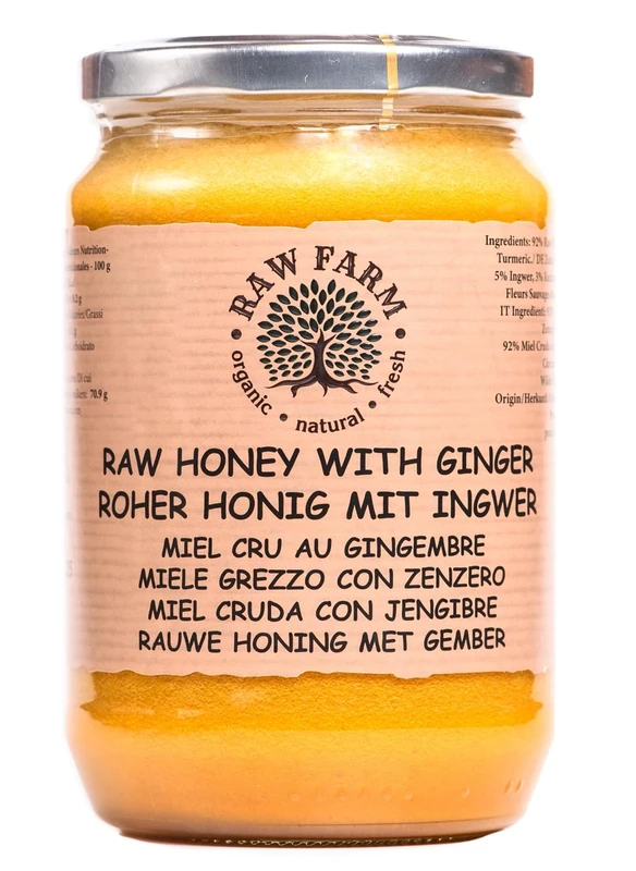 Raw Farm - Raw Honey with Ginger & Turmeric, Single Origin, Unfiltered, Unheated and Additive-Free 900 g, Natural product by RAW FARM Beekeepers