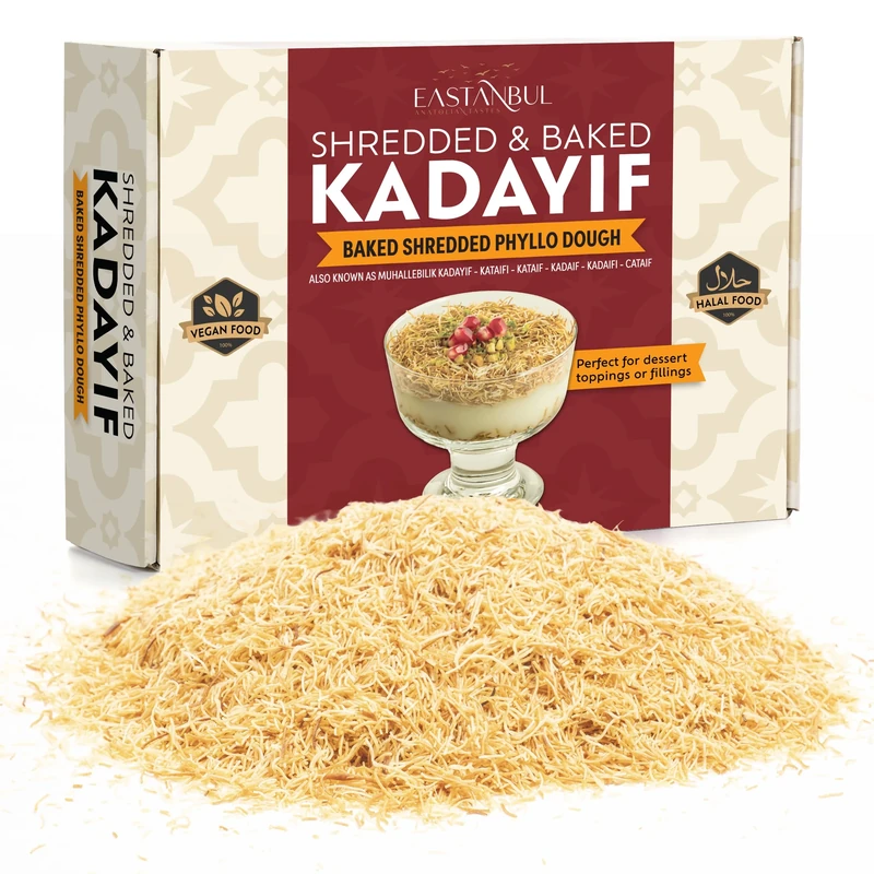 Eastanbul Baked & Shredded Kataifi for Milk Pudding, Toasted Kataifi, Kadayif Pastry Dough for Dubai Chocolate, Shredded Fillo Dough, Katifi Muhallebi Kadaifi Sprinkles Crushed Roasted Katafi 250g