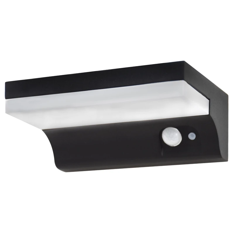 REV LUMUS 130 Solar Wall Light with Motion Sensor, LED Wall Light, Solar Garden Light, 150 Lumens, 3000 K, 2 W, IP65, Black