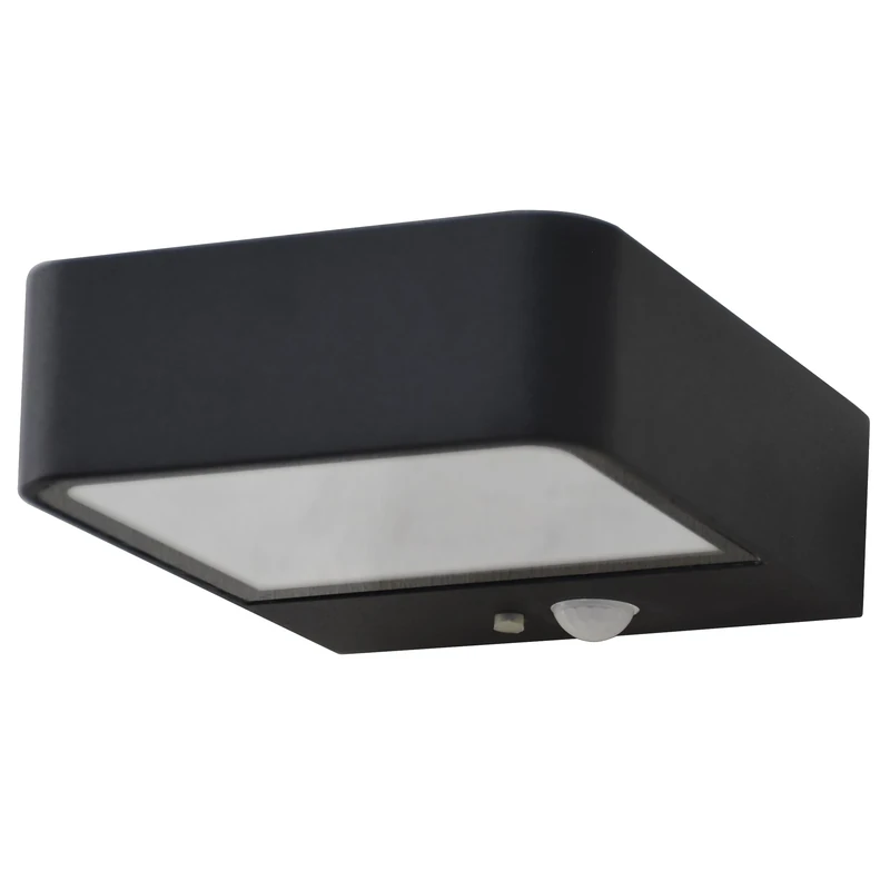 REV LUMUS 120 Outdoor Light with Motion Sensor, Solar Light, Wall Light, Outdoor Light, 200 Lumens, 3000 K, 2 W, IP65, Black