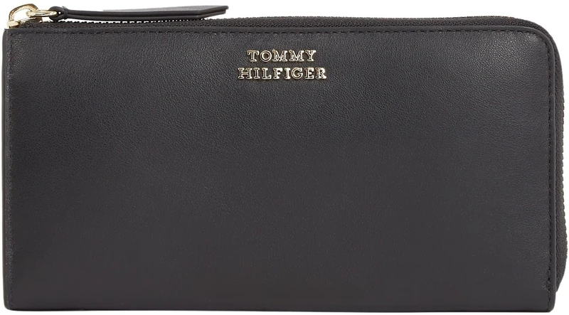 Tommy Hilfiger Women Wallet Hilfiger Leather Lrg Za Large, Black (Black), One Size