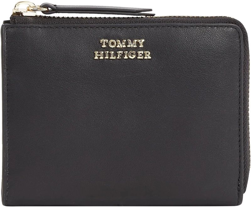 Tommy Hilfiger Women Wallet Hilfiger Leather Med Za Small, Black (Black), One Size