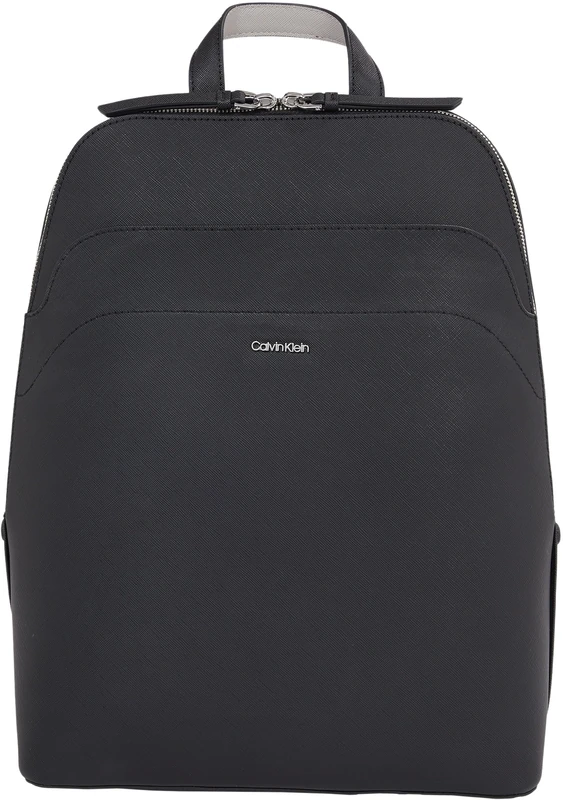 Calvin Klein Women's Business Backpack_Saffiano Backpacks, Ck Black/Sand Pebble, One Size