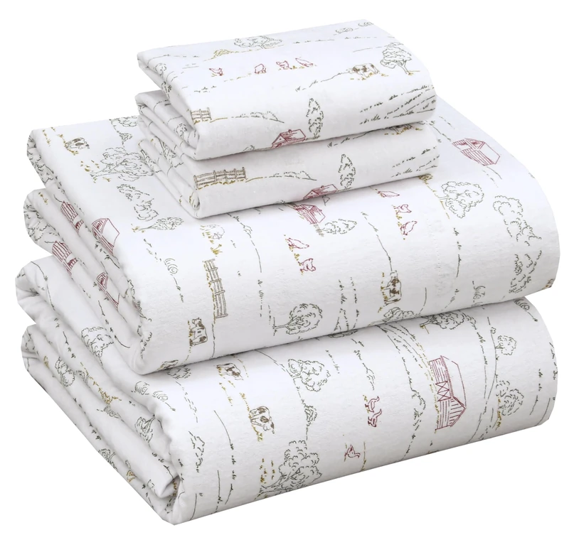 Ruvanti Flannel Sheets King Size - 100% Cotton Brushed Flannel Bed Sheet Sets - Deep Pockets 16 Inches (fits up to 18") - All Seasons Breathable & Super Soft - Warm & Cozy - 4 Pcs - Reindeer Scarf
