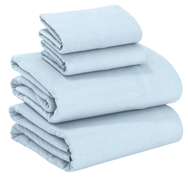 Ruvanti 100% Cotton Flannel Sheets Full Size - 4 Piece Warm, Soft & Breathable, Deep Pocket, Double Brushed Cozy All Season Bedding Set, Niagra Mist