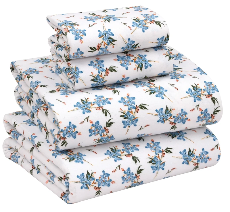 Ruvanti Flannel Sheet Sets Queen Size - 100% Cotton Brushed Flannel Sheet Set - Deep Pockets 16" (fits up to 18") - All Seasons Breathable and