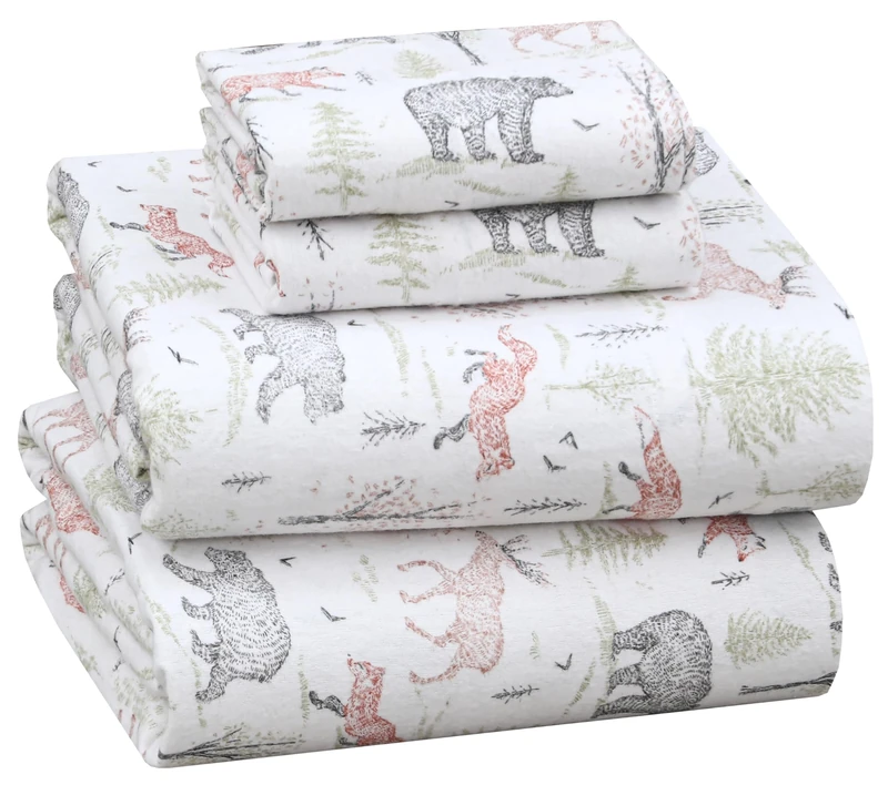 Ruvanti Flannel Sheets Full Size - 100% Cotton Brushed Flannel Bed Sheet Sets - Deep Pockets 16 Inches (fits up to 18") - All Seasons Breathable & Super Soft - Warm & Cozy - 4 Pcs - Deer Tapestry