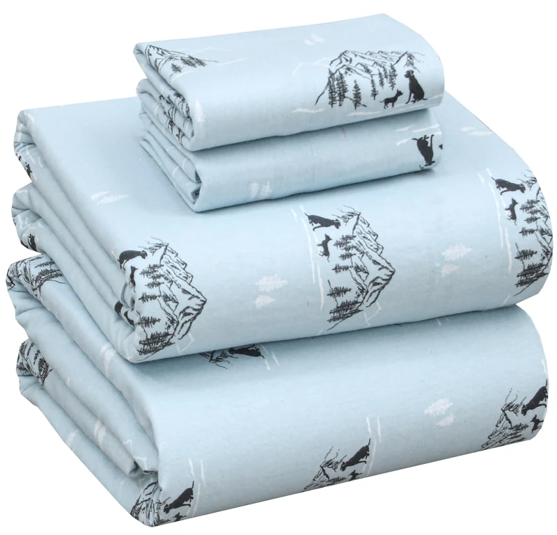 Ruvanti Flannel Sheets Full Size - 100% Cotton Brushed Flannel Bed Sheet Sets - Deep Pockets 16 Inches (fits up to 18") - All Seasons Breathable & Super Soft - Warm & Cozy - 4 Pcs - Wanna Play