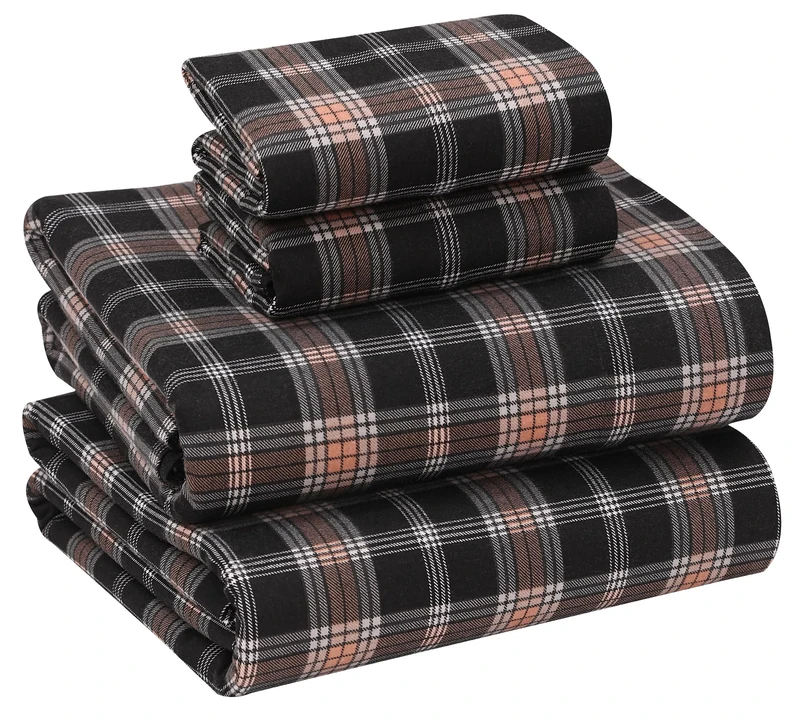RUVANTI Flannel Bed Sheets, Queen Size, 100% Cotton, Brushed, Deep Pockets, 16 inches (Fits Up to 18 inches), All Seasons, Breathable and Super Soft, Warm and Cozy, 4-Piece,