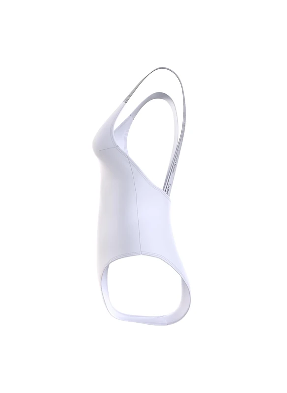 Calvin Klein Women Bathing Suit One Piece Low Back, White (Pvh Classic White), L