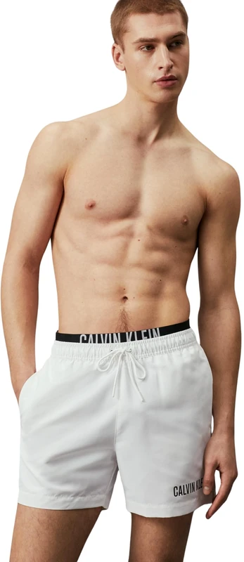 Calvin Klein Men's Medium Double Waistband Mid Length Swim Shorts, White (Pvh Classic White), M - Image 1