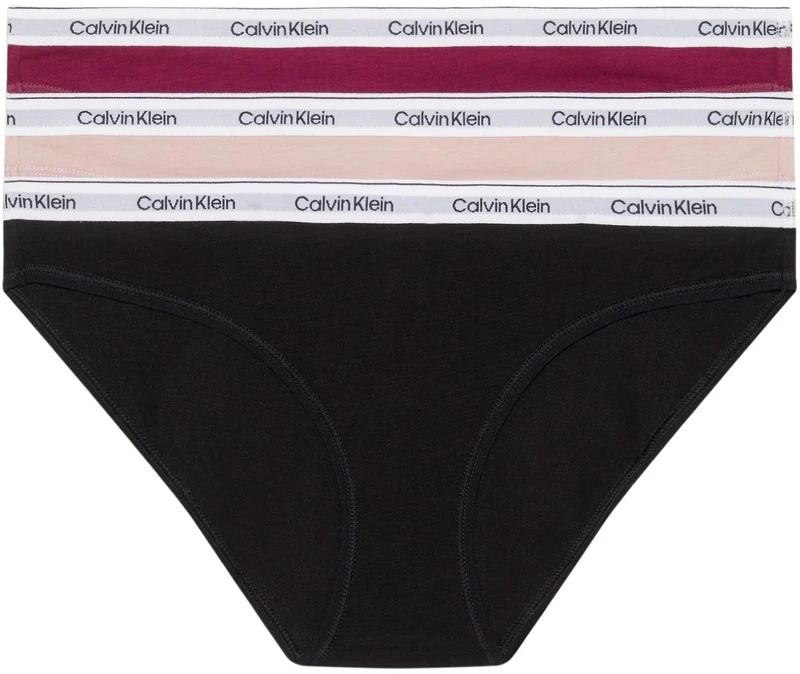 Calvin Klein Women Bikini Shape Briefs Stretch Cotton Pack of 3, Multicolor (Purple Potion/Subdued/Black), M