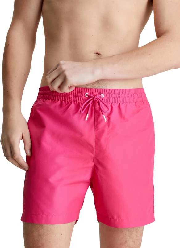 Calvin Klein Men Swim Trunks Medium Drawstring Mid-Length, Pink (Fuchsia Fedora), 3XL - Image 1