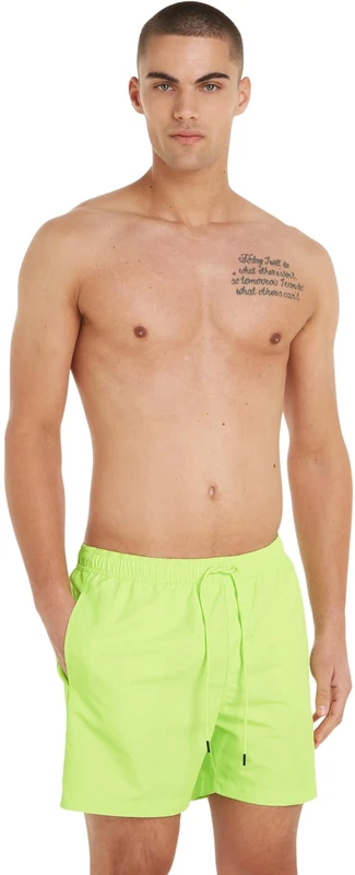 Calvin Klein Men Swim Trunks Medium Drawstring Mid-Length, Green (Sharp Green), M
