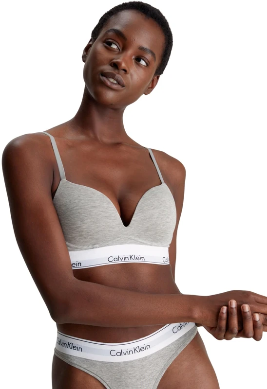 Calvin Klein Women’s Push Up Plunge Underwire Bra, Grey (Grey Heather), 32A