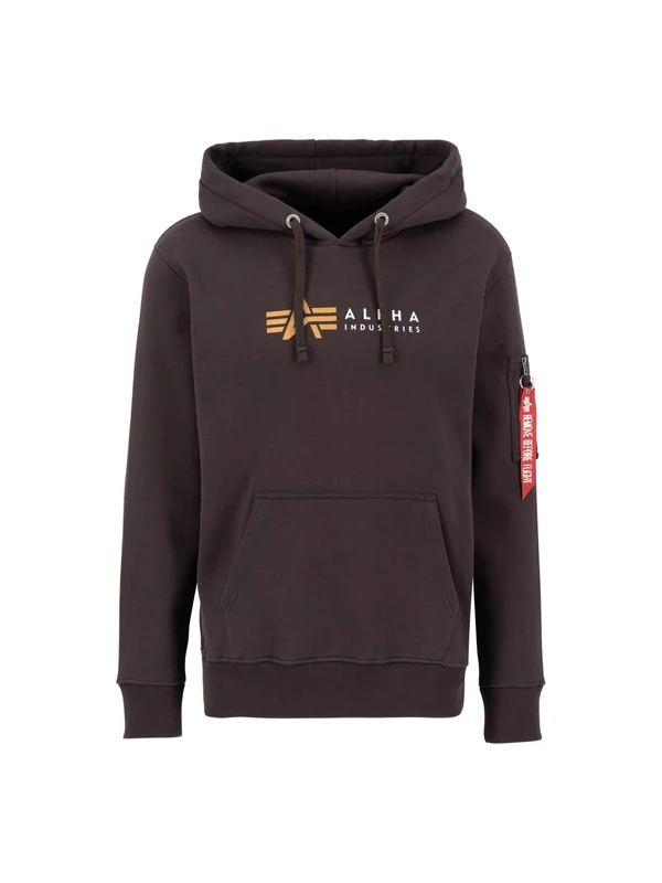 Alpha Industries Alpha Label Hooded Sweat for Men Hunter Brown