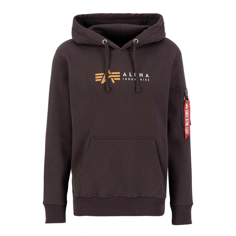 Alpha Industries Alpha Label Hooded Sweat for Men Hunter Brown