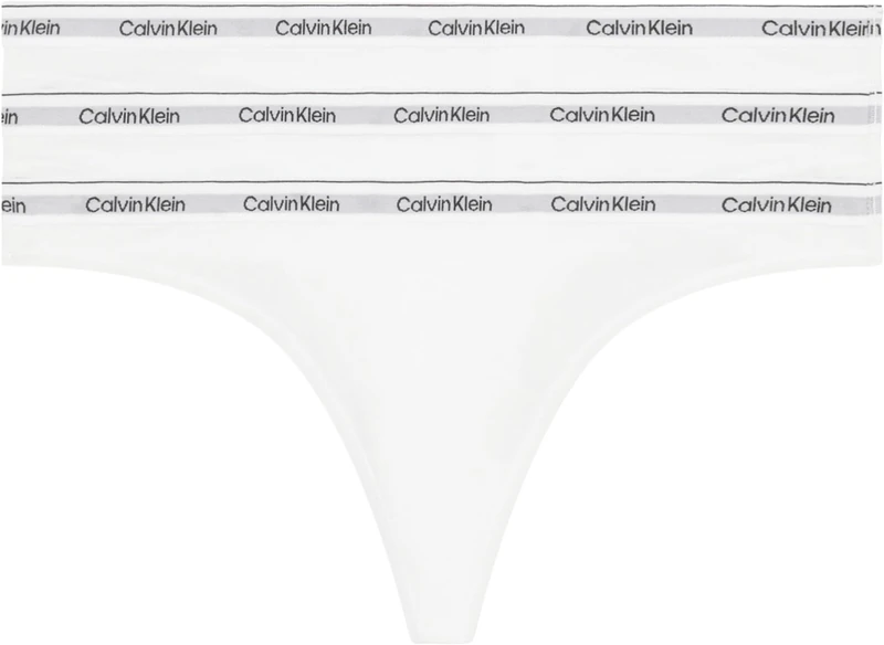Calvin Klein Women's 3 Pack Modern Logo Thongs, White (White/White/White), M